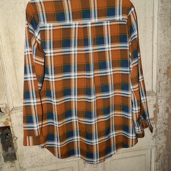She + Sky Plaid Womens Top Size Small (V-31) - Picture 5 of 5